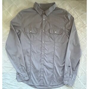 Buffalo By David Bitton Gray Slim Fit Long Sleeve Button Up Dress Shirt -Size L